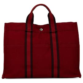 Hermès-Hermes cabas Rouge Rouge-Rouge