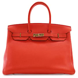 Hermès-Hermès Rojo Togo Birkin Retourne 35-Roja