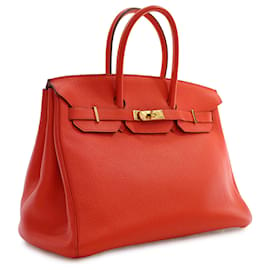 Hermès-Hermès Rojo Togo Birkin Retourne 35-Roja