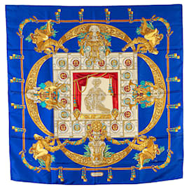 Hermès-Hermès Blue Hommage A Charles Garnier Silk Scarf-Blue