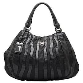 Prada-Prada Tessuto & Leather Waves Handbag Leather Handbag BR3994 in Good condition-Other