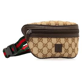 Gucci-Gucci GG Canvas Web Gürteltasche Canvas Gürteltasche 311159 in gutem Zustand-Andere