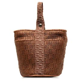 Hermès-Hermes Saxo Straw Bag Sac à main en matière naturelle en bon état-Autre