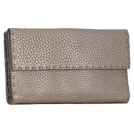 Fendi-Fendi Leather Selleria Bifold Wallet 8M0144-Grey