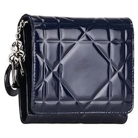 Dior-Dior Patent Cannage Lady Dior Lotus Wallet Portafoglio corto in pelle in buone condizioni-Altro