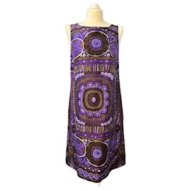 Robe Parosh en soie violet marron blanc Multicolore
