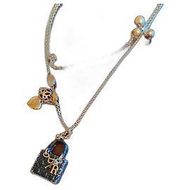 Collana lunga doppia Christian Dior con charm argento Argento