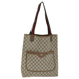 Gucci-Bolso tote GUCCI GG Supreme Web Sherry Line PVC Beige Rojo 39 02 003 Auth yk12333-Roja,Beige