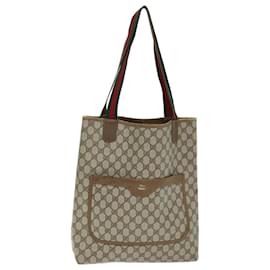 Gucci-GUCCI GG Supreme Web Sherry Line Sac cabas PVC Beige Rouge 39 02 003 Auth yk12333-Rouge,Beige