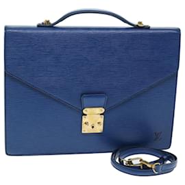 Louis Vuitton-LOUIS VUITTON Epi Porte Dokumente Bandouliere Tasche Toledo Blau LV Auth 73802-Andere