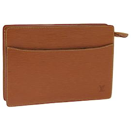 Louis Vuitton-LOUIS VUITTON Epi Pochette Homme Pochette Marron Zipang or M52528 Auth 73475-Marron,Autre