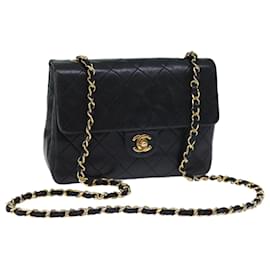 Chanel-Borsa a tracolla CHANEL Mini Matelasse con catena Pelle di agnello nera CC Auth am6122A-Nero