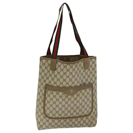 Gucci-GUCCI GG Supreme Web Sherry Line Tote Bag Beige Red Green 39 02 003 Auth yk12080-Red,Beige,Green