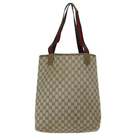 Gucci-GUCCI GG Supreme Web Sherry Line Tote Bag Beige Red Green 39 02 003 Auth yk12080-Red,Beige,Green