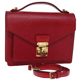 Louis Vuitton-Bolso de mano LOUIS VUITTON Epi Monceau 28 Rojo M40783 LV Auth 73677-Roja