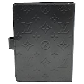 Louis Vuitton-LOUIS VUITTON Monogram Mat Agenda MM Day Planner Cover Black R20925 Auth am6250-Black