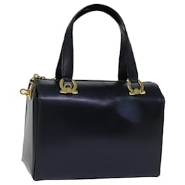 Salvatore Ferragamo-Salvatore Ferragamo Bolso de mano Gancini Cuero Azul marino Auth 74030-Azul marino