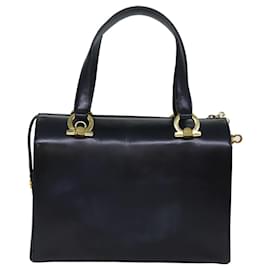 Salvatore Ferragamo-Salvatore Ferragamo Bolso de mano Gancini Cuero Azul marino Auth 74030-Azul marino