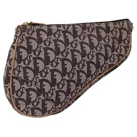Christian Dior-Christian Dior Trotter Canvas Saddle Pouch Brown Auth ar11854-Brown