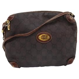 Gucci-GUCCI GG Canvas Shoulder Bag Brown 007 104 4916 Auth th4893-Brown
