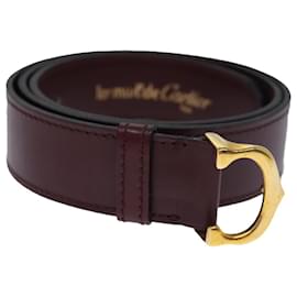 Cartier-CARTIER Belt Leather 32.7"" Red Auth am6241-Red