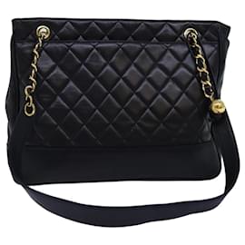 Chanel-CHANEL Borsa a tracolla con catena Matelasse Pelle di agnello nera CC Auth yk12186-Nero