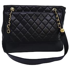 Chanel-CHANEL Matelasse Chain Shoulder Bag Lamb Skin Black CC Auth yk12186-Black