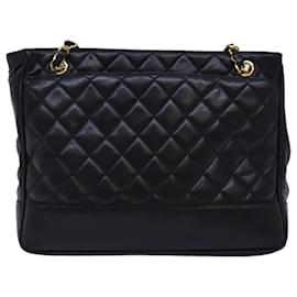 Chanel-Bolso de hombro con cadena CHANEL Matelasse Piel de cordero Negro CC Auth yk12186-Negro
