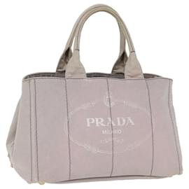 Prada-PRADA Canapa MM Hand Bag Canvas Gray Auth 72288-Grey