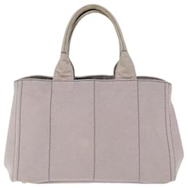 Prada-PRADA Canapa MM Hand Bag Canvas Gray Auth 72288-Grey