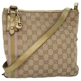 Gucci-GUCCI Borsa a tracolla linea Sherry in tela GG Oro Beige rosa 144388 Auth 72295-Rosa,Beige,D'oro