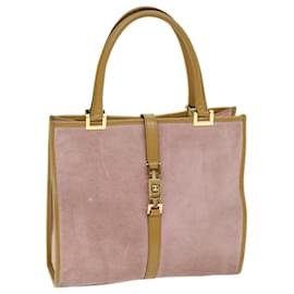 Gucci-GUCCI Jackie Hand Bag Suede Pink 002 1065 Auth 73859-Pink