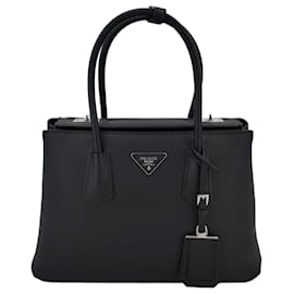 Prada-Borsa tote Twist Galleria in pelle Saffiano a 2 vie Nera-Nero