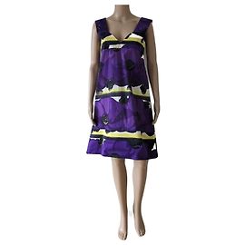 Robe courte évasée. Marni. T.36 Noir Blanc Jaune Violet foncé