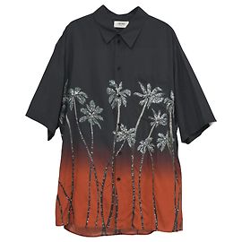Céline Celine Sequin-Embellished Palm Trees Printed Degrade Shirt in Black Viscose Black