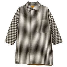 Fendi Check Coat in Brown Wool Brown