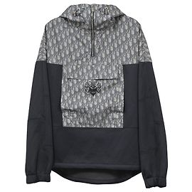 Dior x Shawn Stussy Blurred Oblique Anorak-Kapuzenpullover aus blauem Polyester Blau