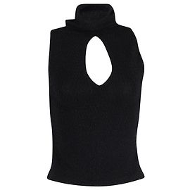 IRO Cut-Out Sleeveless Top in Black Acrylic Black