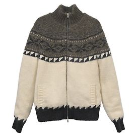 Saint Laurent – Strickjacke mit Reißverschluss aus weißer Wolle Weiß