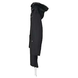 Dior-Dior Homme Fur Hood Melton Zip Parka in Black Wool-Black