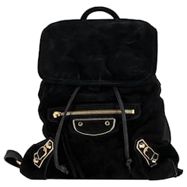 Balenciaga-Balenciaga Baby Daim Extra Small Classic Traveller Backpack in Black Suede-Black