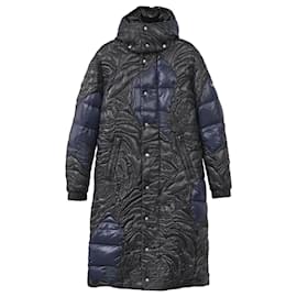 Valentino Garavani-Valentino x Moncler Embroidered Tiger Re-Edition Quilted Down Coat in Blue Nylon-Blue