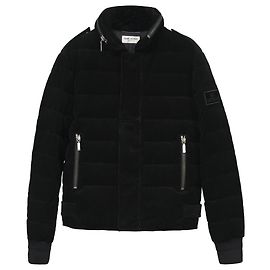 Saint Laurent 2017 Bad Lieutenant Cord-Puffermantel aus schwarzer Baumwolle Schwarz