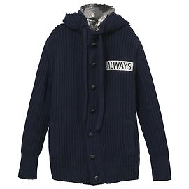 Valentino Garavani All Ways Strickjacke mit Metallic-Kapuze aus blauer Wolle Blau
