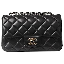 Chanel-Black 2017 mini rectangle Classic Single Flap bag-Black