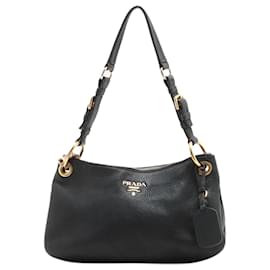 Prada-bolso de cuero negro-Negro