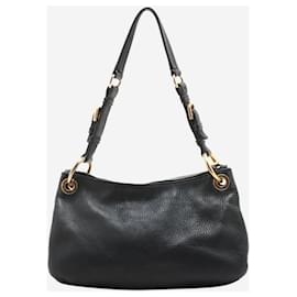 Prada-Black leather shoulder bag-Black