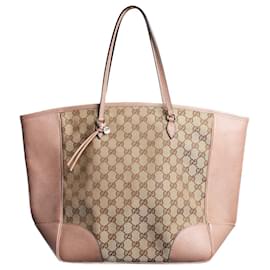 Gucci-Borsa tote in tela Bree GG marrone e rosa-Marrone