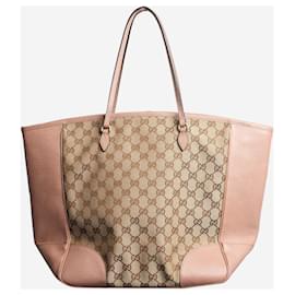 Gucci-Borsa tote in tela Bree GG marrone e rosa-Marrone