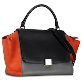 Céline-Cartable Trapèze Tricolore Gris Moyen Celine-Autre,Gris